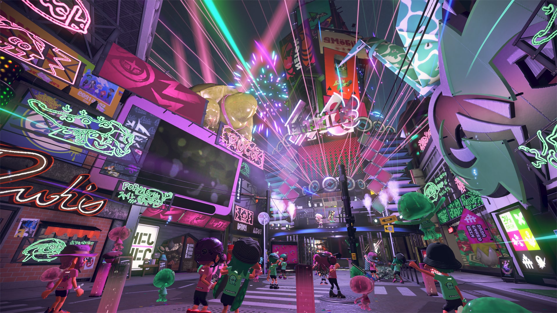 Imagen/wallpaper con la esencia, personajes y escenarios de Splatoon