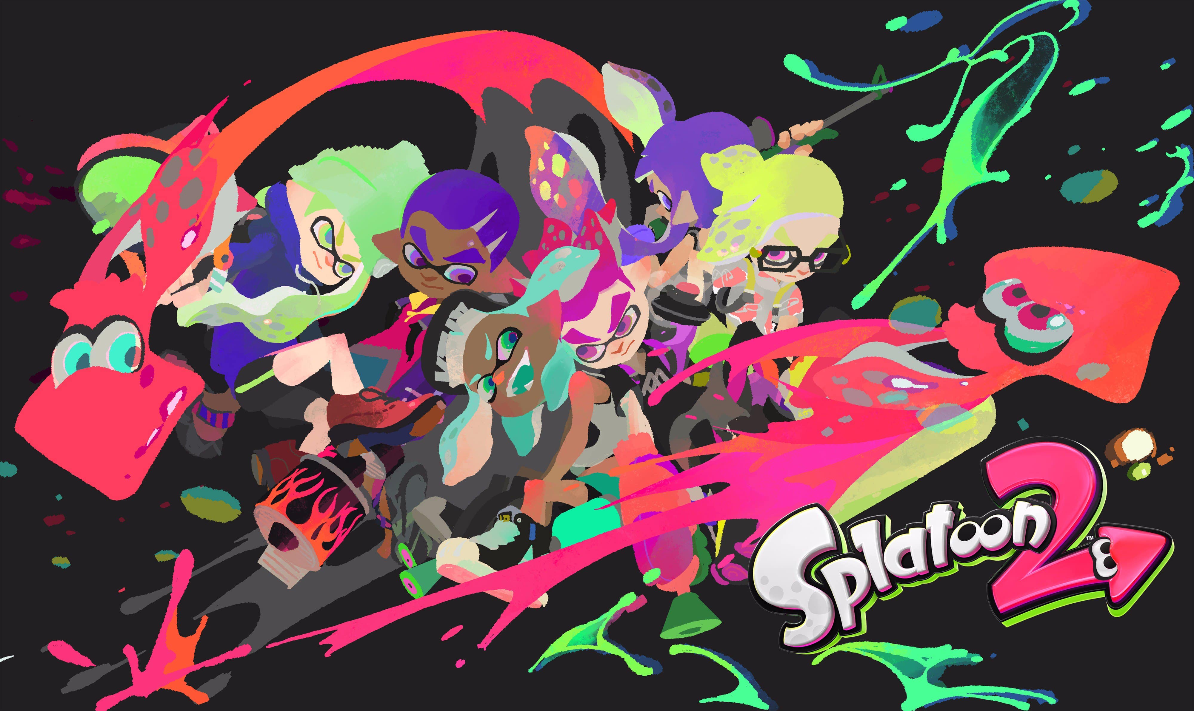 Imagen/wallpaper con la esencia, personajes y escenarios de Splatoon