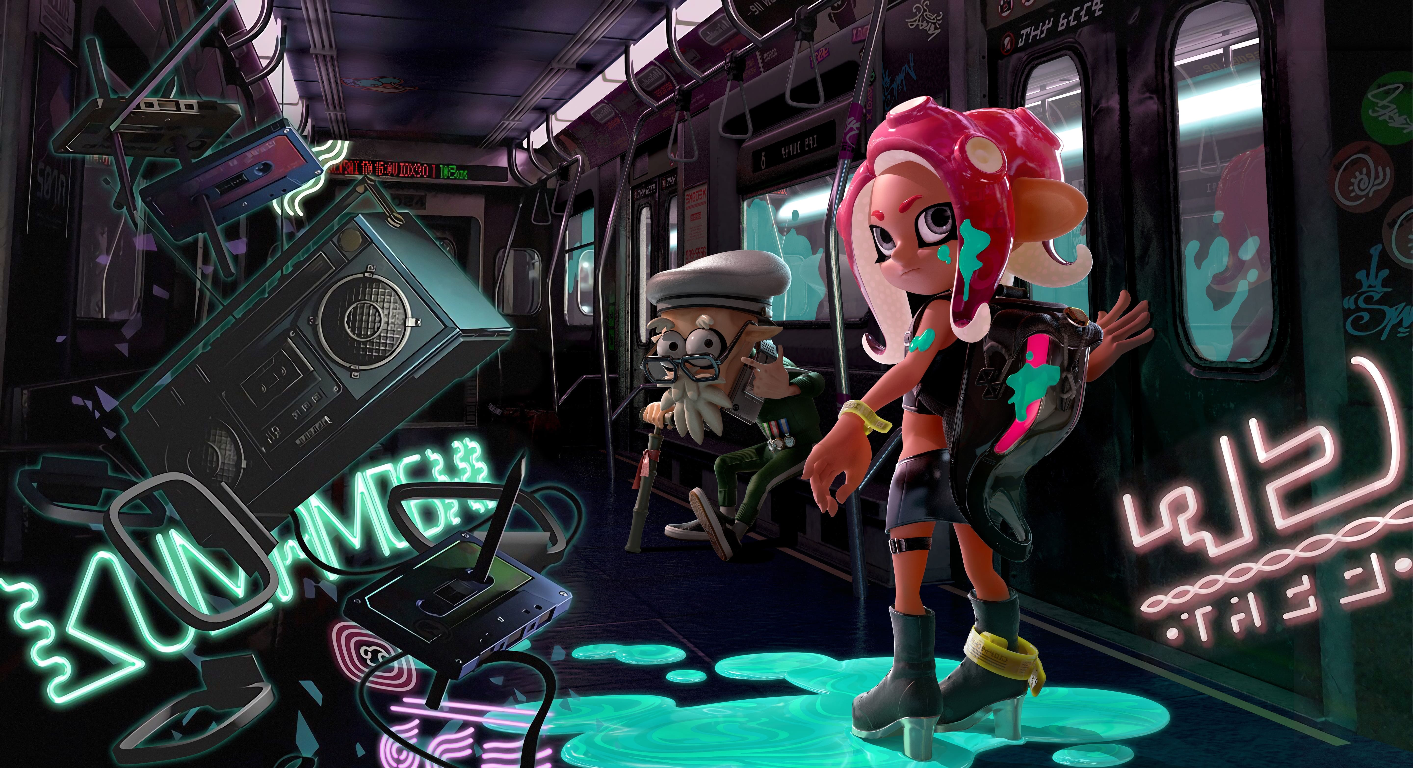 Imagen/wallpaper con la esencia, personajes y escenarios de Splatoon