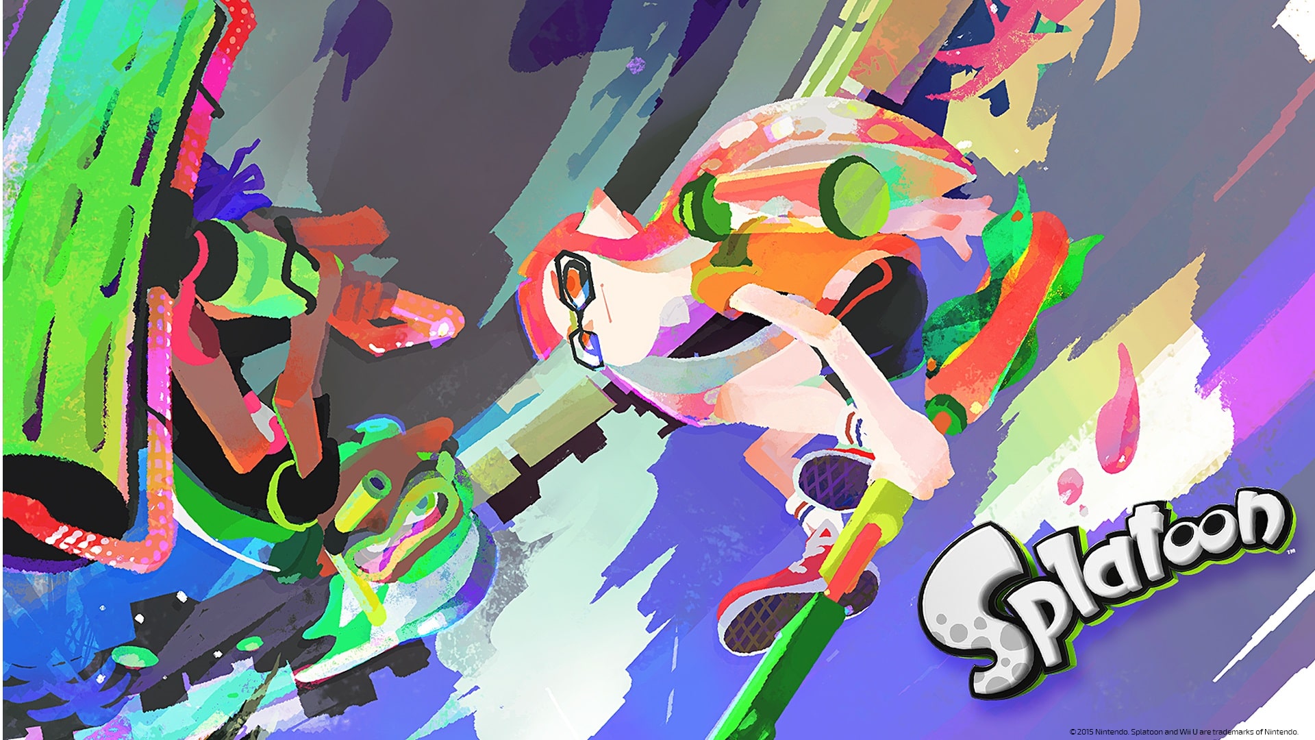 Imagen/wallpaper con la esencia, personajes y escenarios de Splatoon