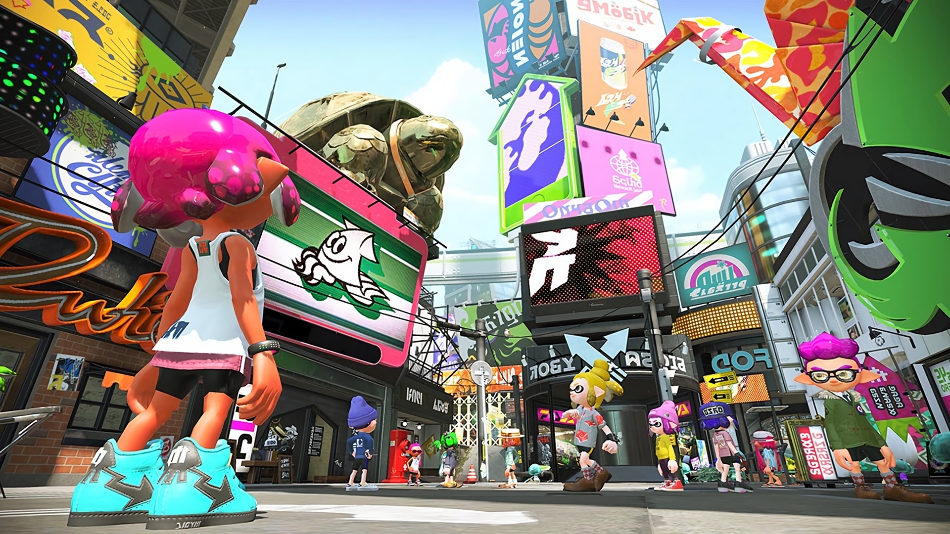 Imagen/wallpaper con la esencia, personajes y escenarios de Splatoon